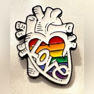 "Love" heart lapel pin